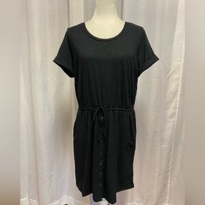 J. Jill black drawstring button dress | size Medium petite